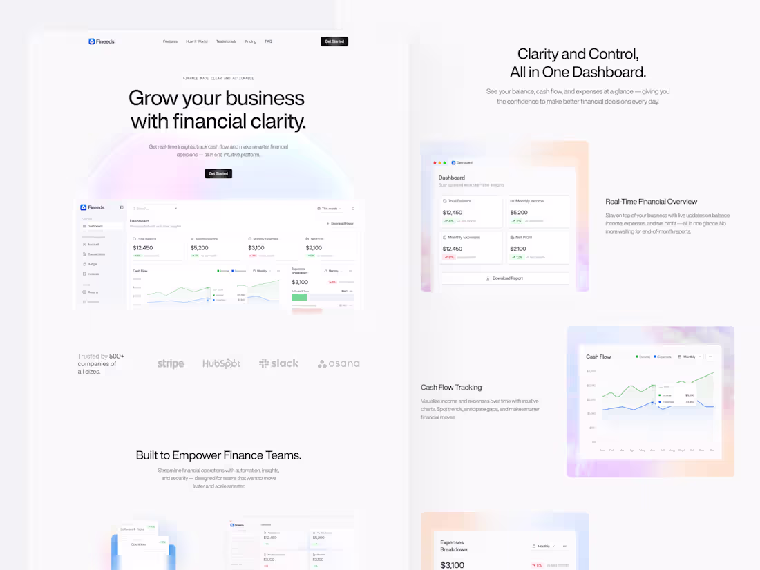 Cover image for Fineeds – Finance Management SaaS Landing Page