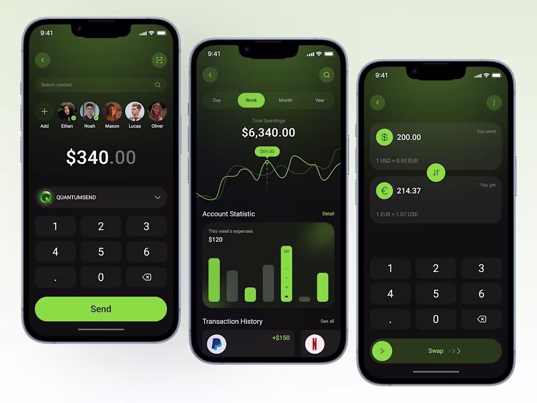Cover image for QuantumSend Mobile  Secure Fintech Wallet App UI Concept Design