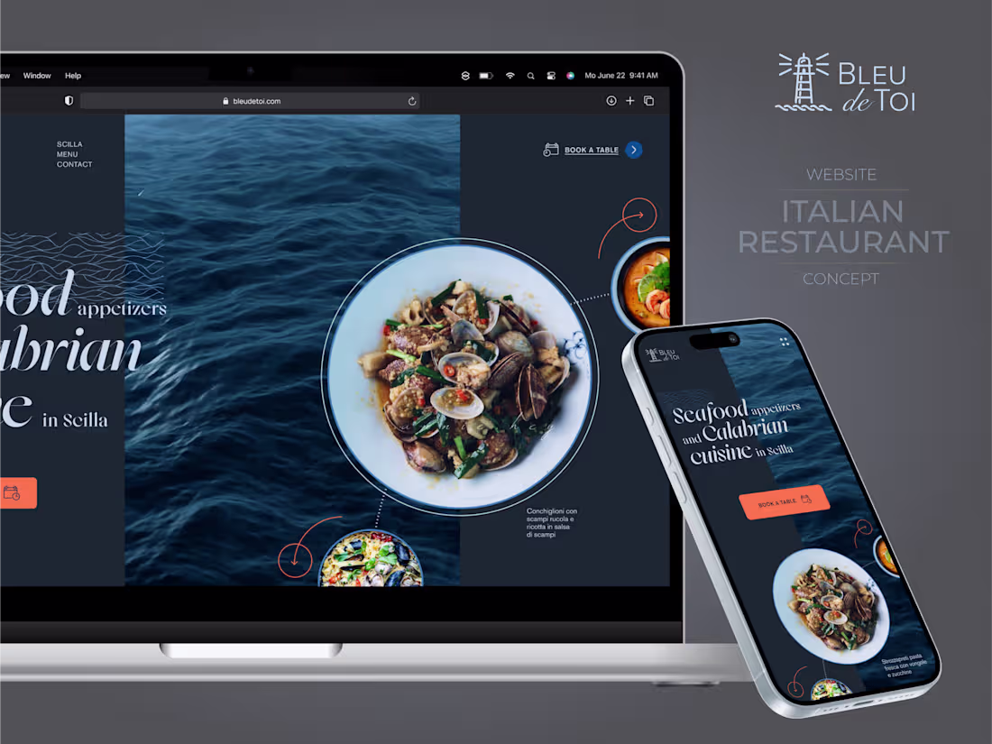 Cover image for Bleu de Toi - Italian Restaurant - website concept