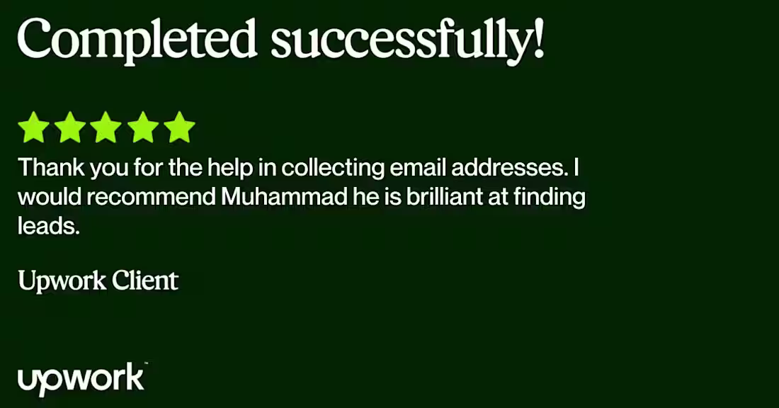 Cover image for Successful Lead Generation Project on Upwork