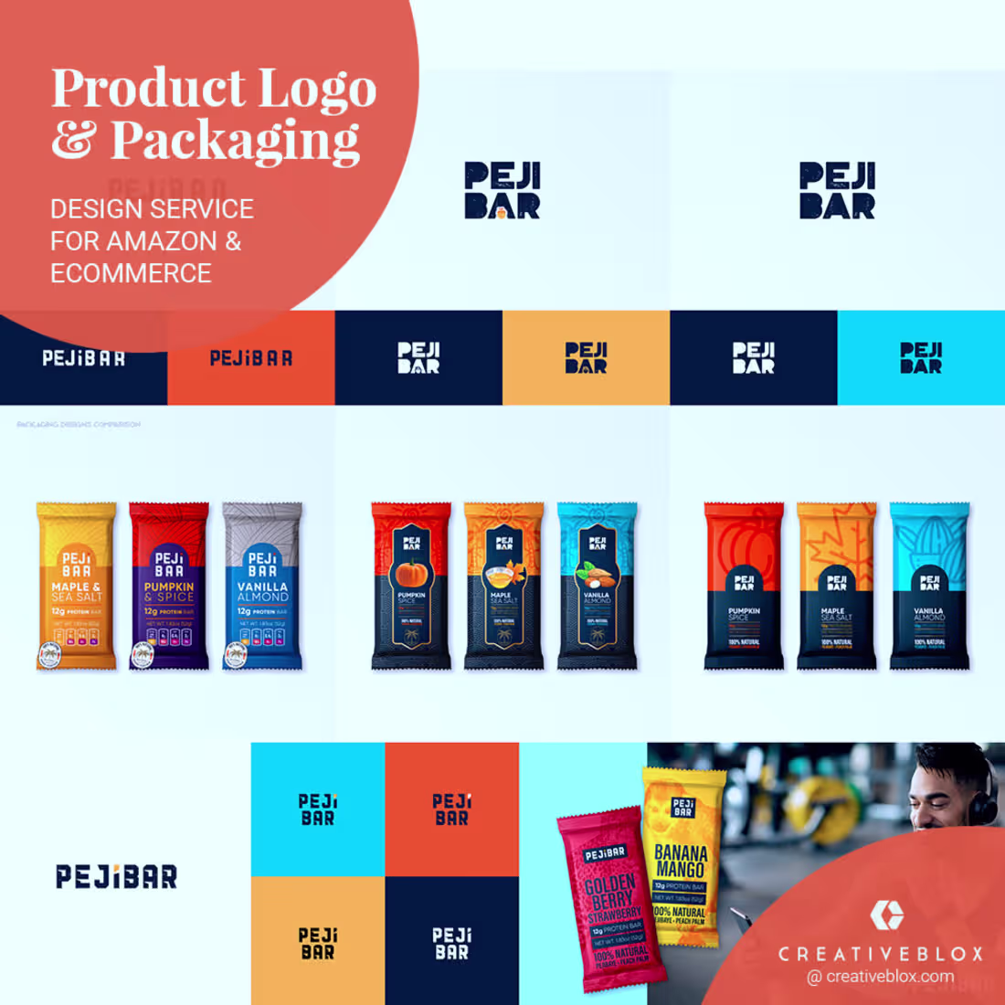 Cover image for packaging studies for Peji Protein bars