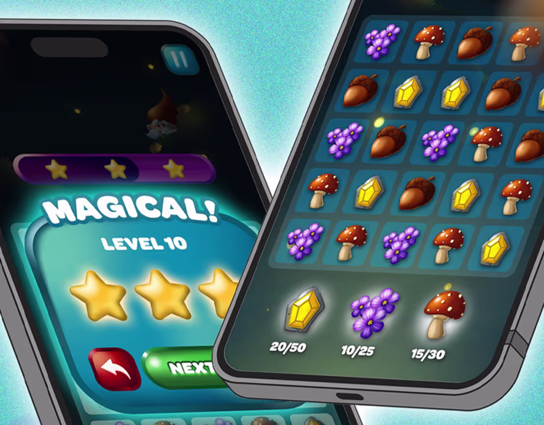 Cover image for User Interface: Match 3 Game - Gnome Grove on Behance