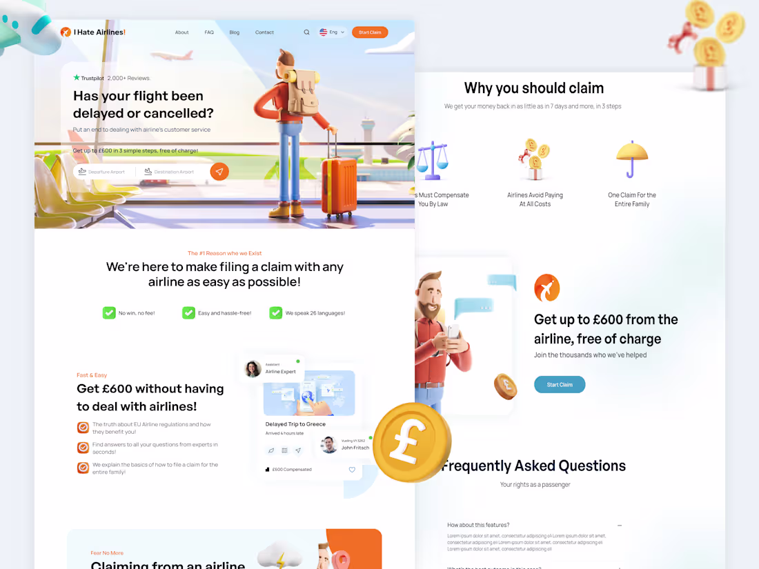 Cover image for I Hate Airlines Landing Page UI Design & Webflow Development 