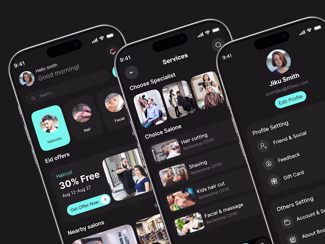 Cover image for AI Barber Booking Mobile App Concept