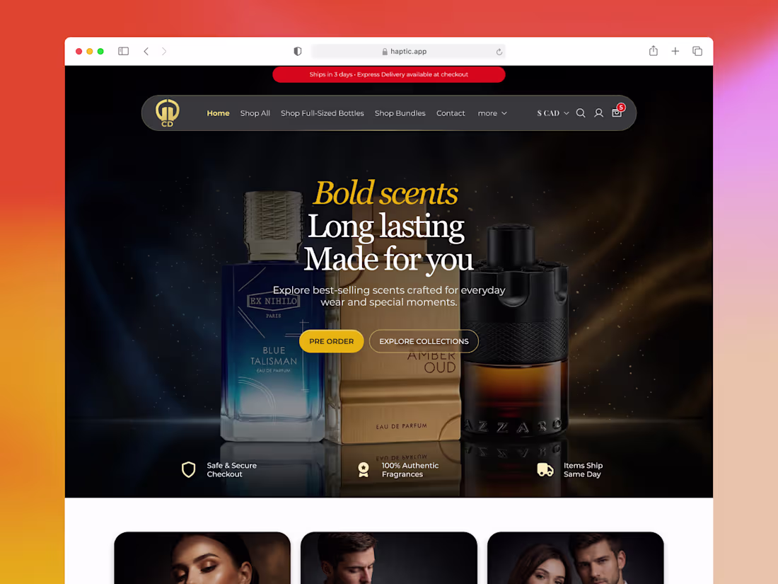Cover image for High-Converting Perfume Store (Shopify Redesign)