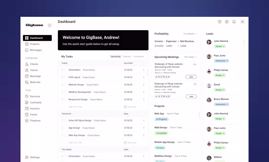 Cover image for Gigbase - Web App
