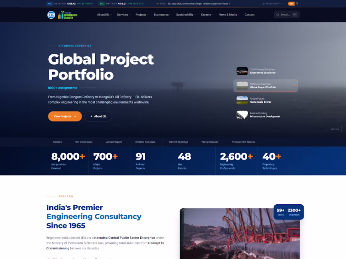 Cover image for Website Design for EIL, India