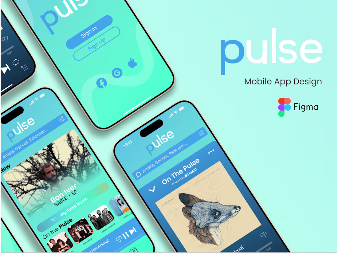 Cover image for Responsive Mobile App Pulse Music Discovery | Figma