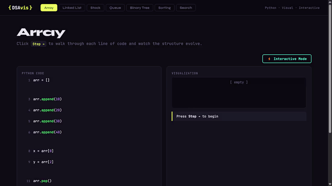Cover image for DSAvis — Data Structure Visualizer
I
