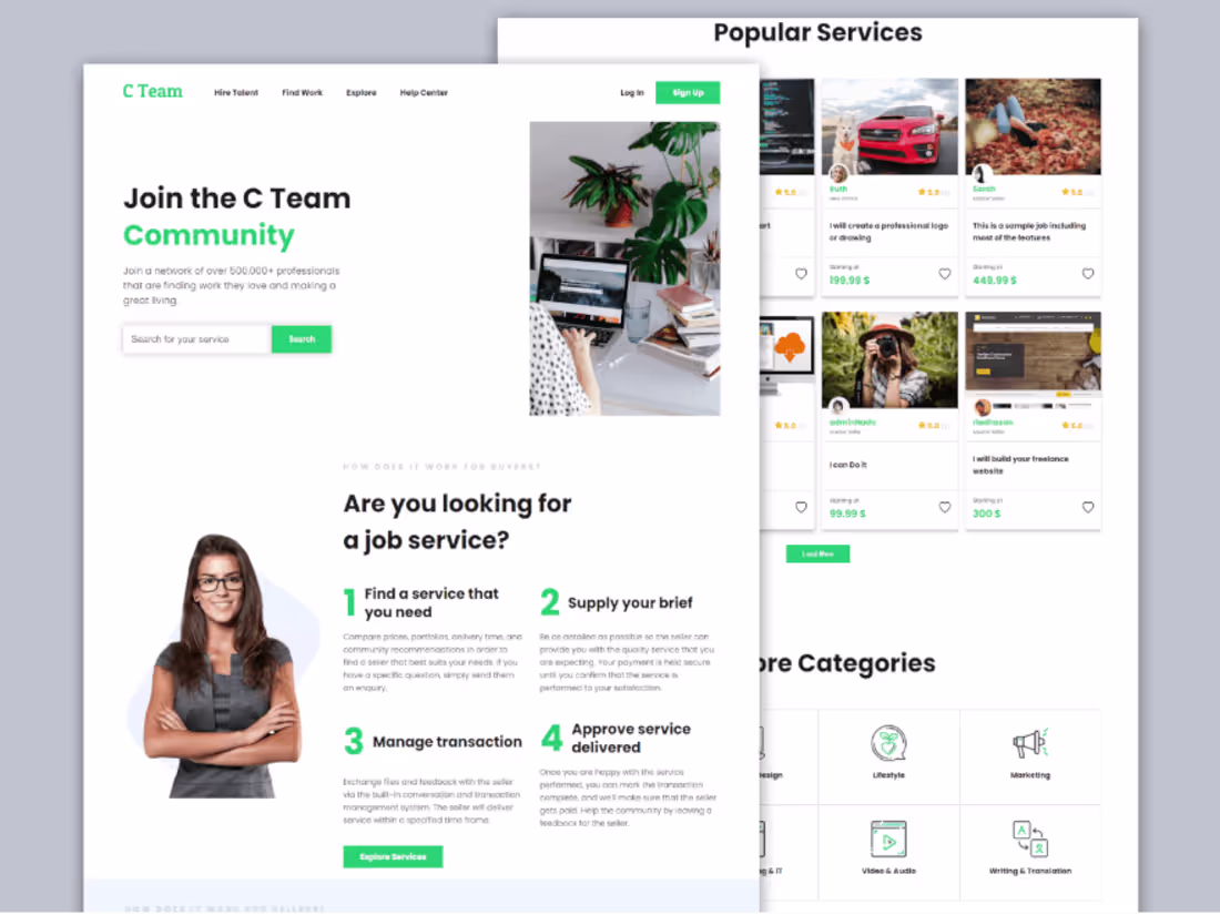 Cover image for Landing Page For A Freelancing Site