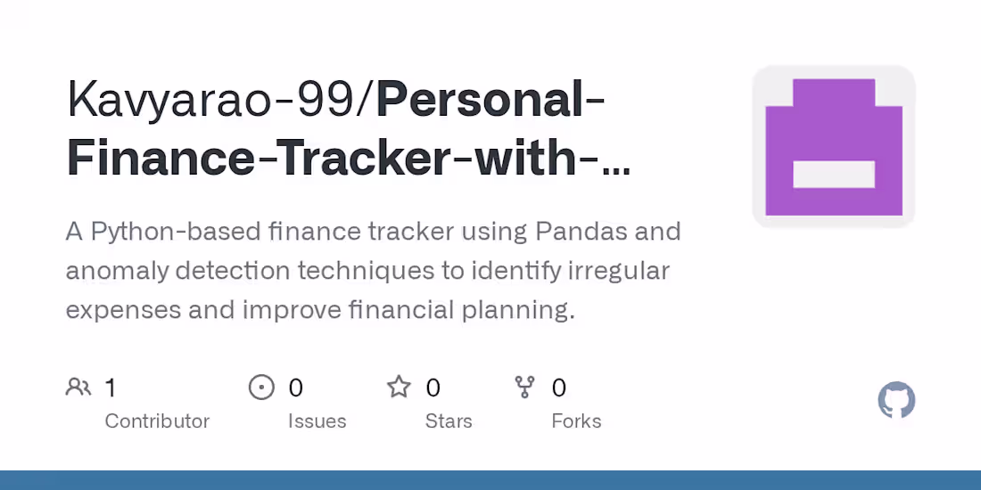 Cover image for Personal Finance Tracker with Anomaly Detection