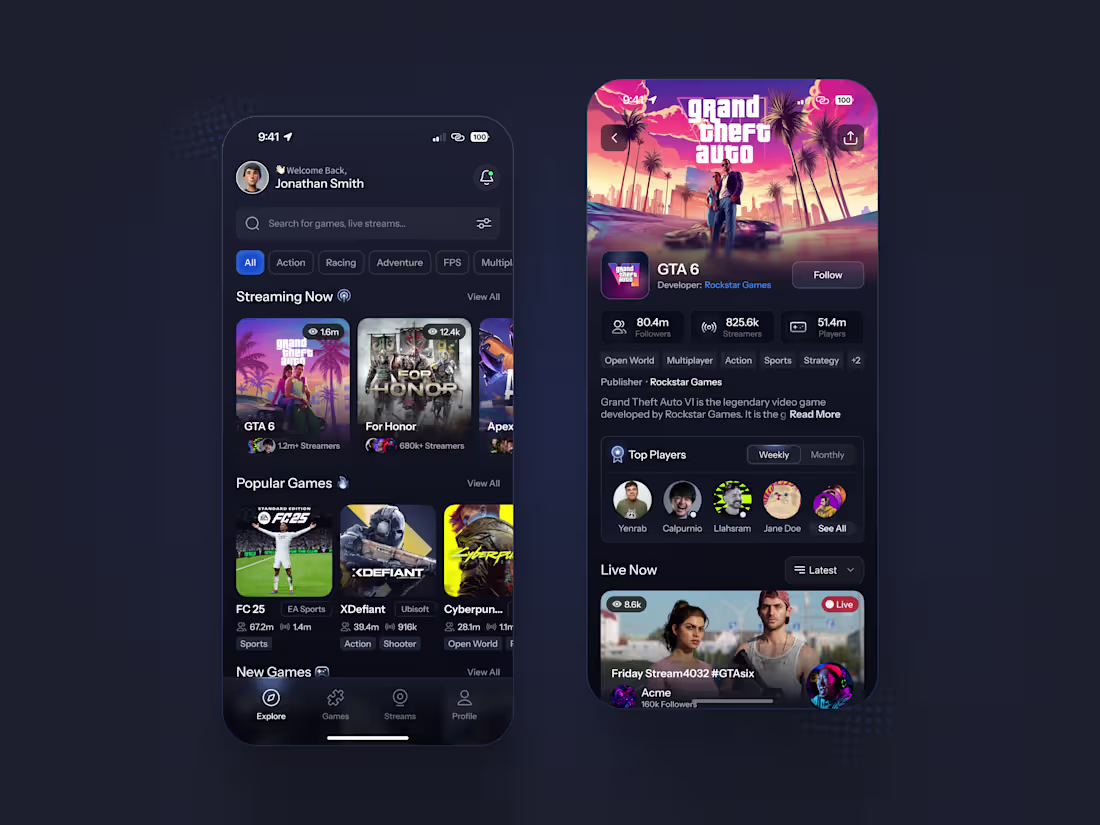 Cover image for Game Streaming App - GTA 6