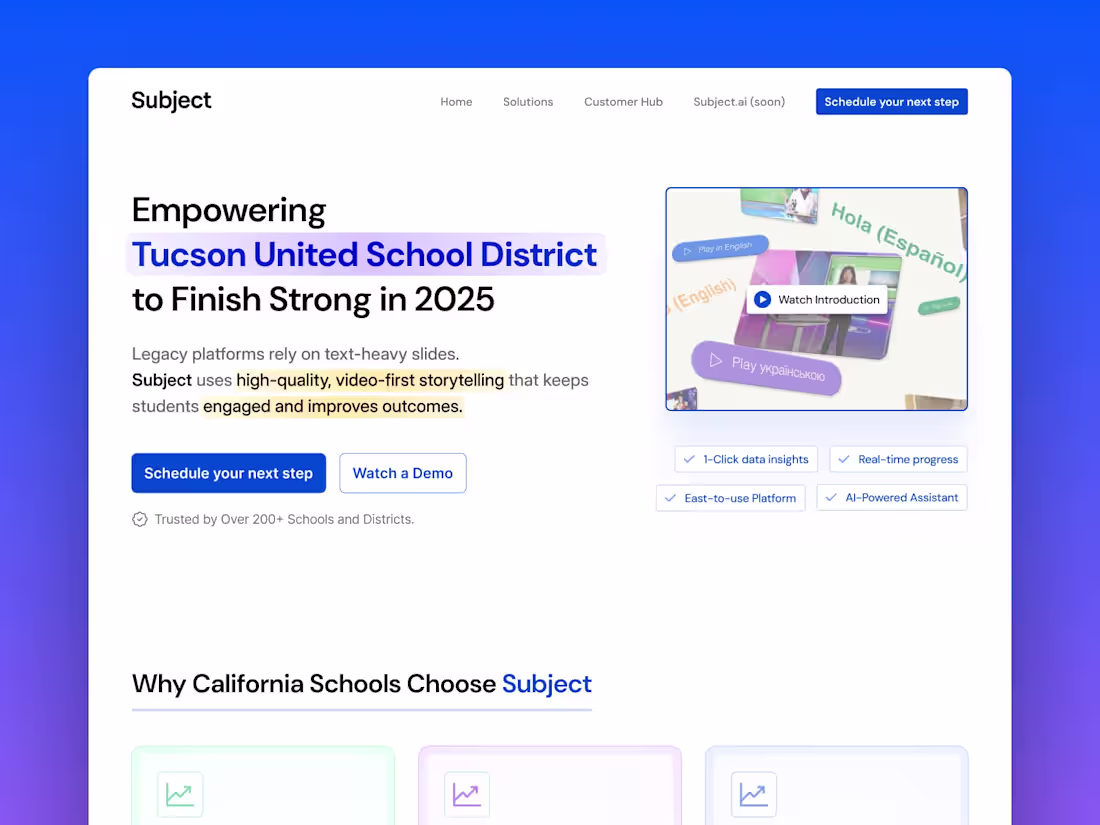 Cover image for Landing page design for Subject