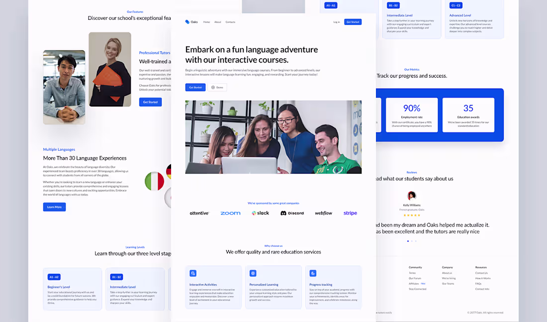 Cover image for Oaks Learning Website on Behance