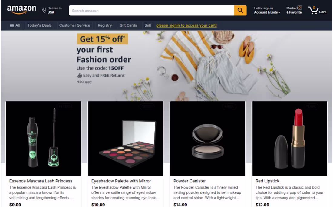 Cover image for Amazon E-Commerce Clone with Stripe