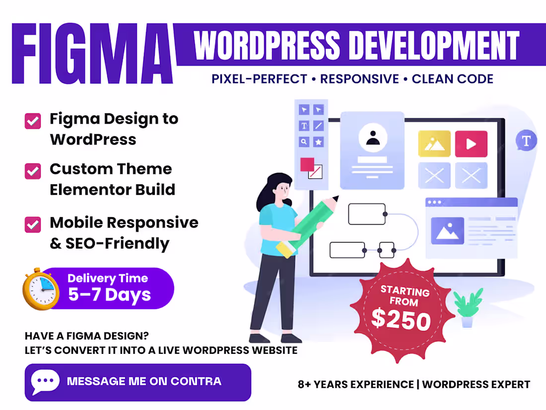 Cover image for Figma to WordPress Conversion | Clean, Responsive & SEO-Ready