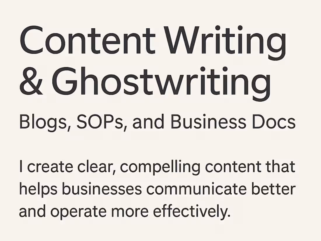 Cover image for Content Writing & Ghostwriting – Blogs, SOPs, Internal Docs