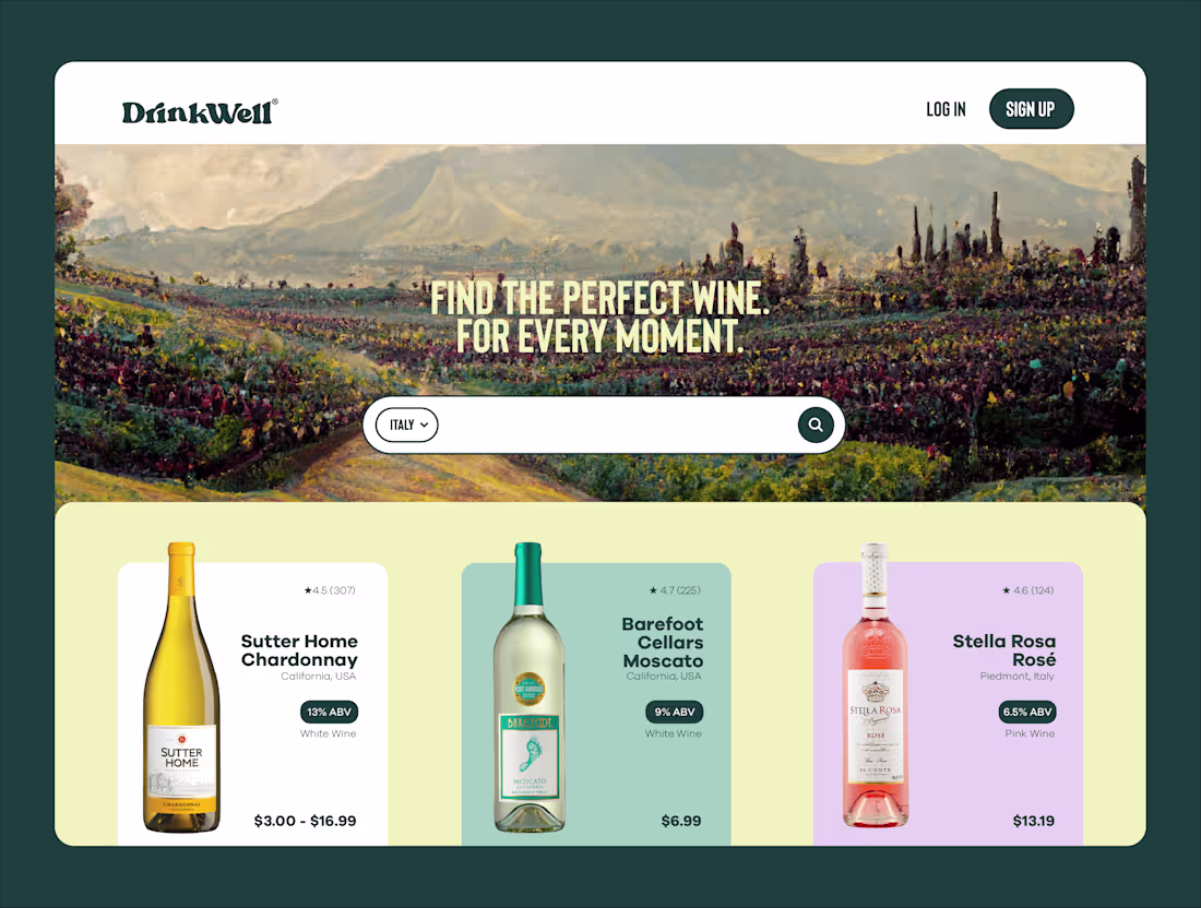Cover image for DrinkWell Wine Importers — Logo and Brand Identity Design