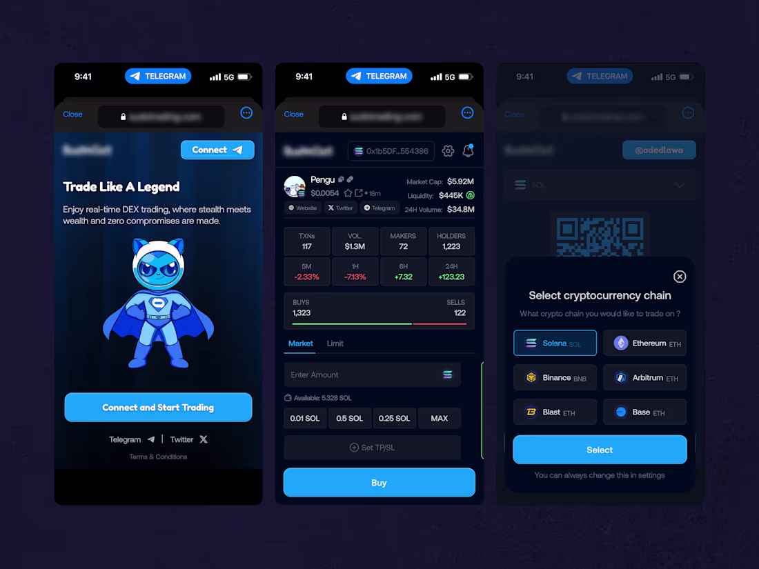 Cover image for Web3 Mobile App: Trading, Swaps, Fiat Conversions (Light/Dark)