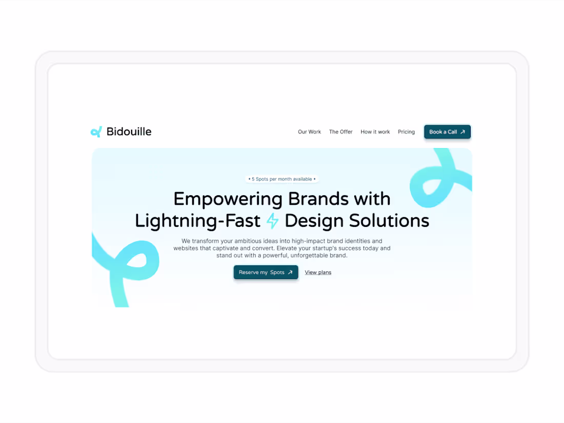 Cover image for Landing page of Bidouille Studio