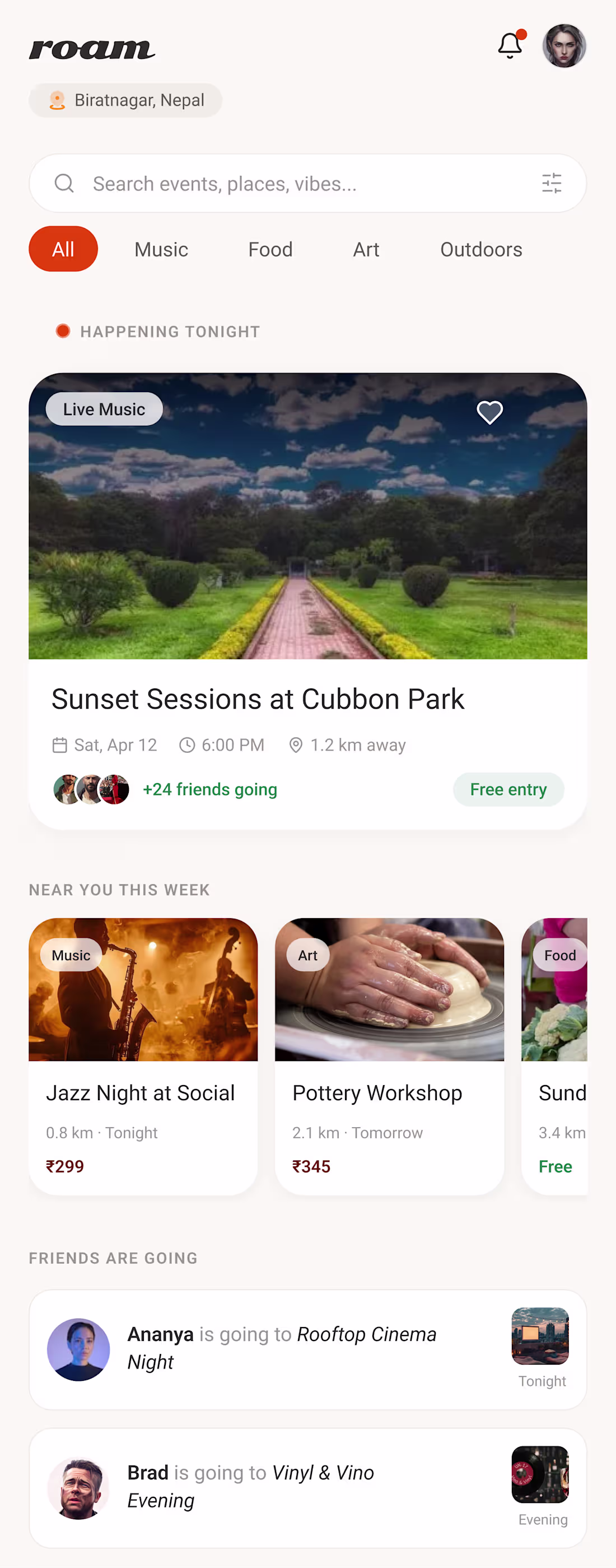 Cover image for Roam- Social Event app
