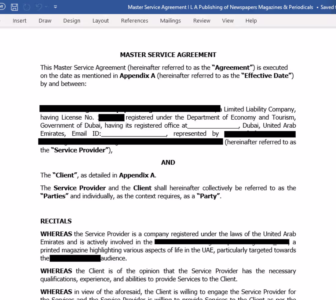 Cover image for Master Service Agreement