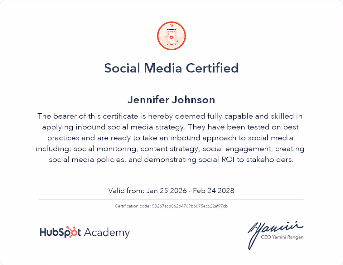 Cover image for HubSpot Social Media Certified