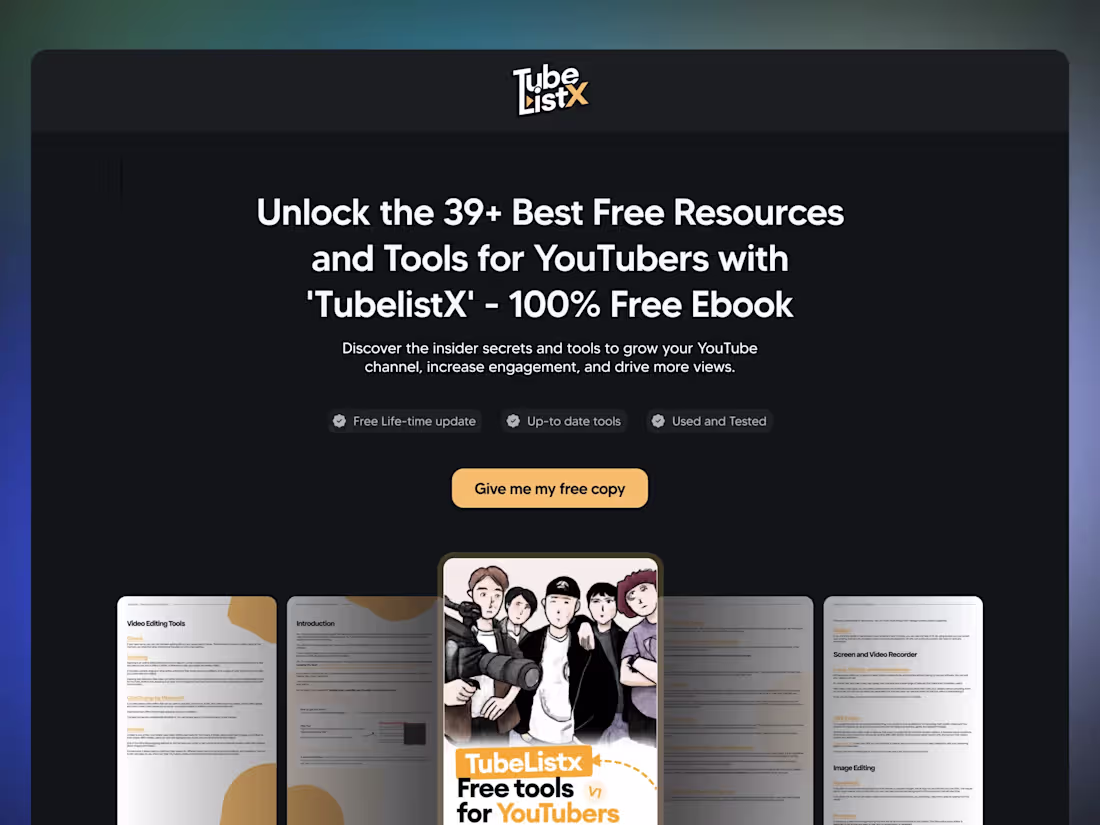 Cover image for Conversion-optimized Lead page for TubelistX