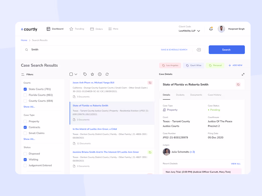 Cover image for UI/UX Design for UniCourt | World's Leading Case-hunting Portal 