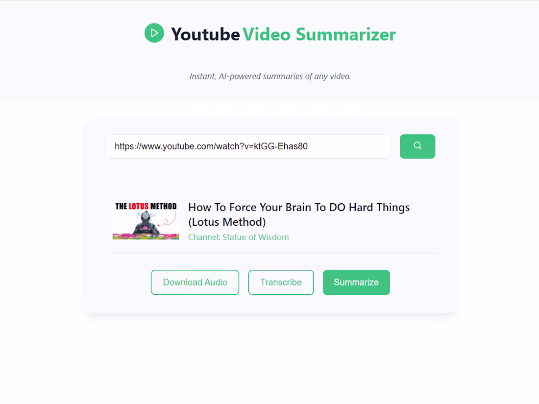 Cover image for YouTube Video Summarizer