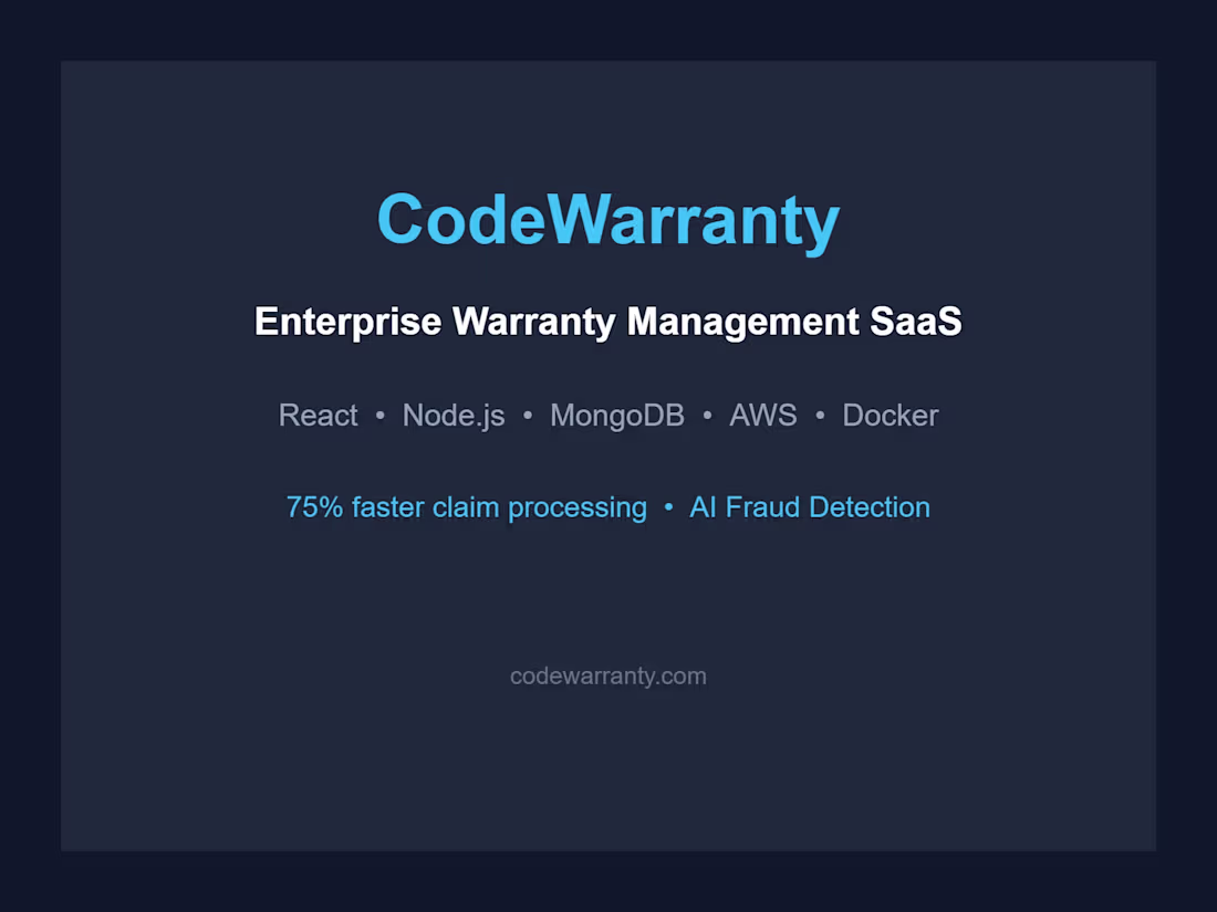 Cover image for CodeWarranty — Enterprise Warranty Management SaaS