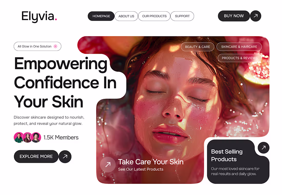 Cover image for Elyvia – Modern Skincare Website Design 🌸 A fresh and elega...