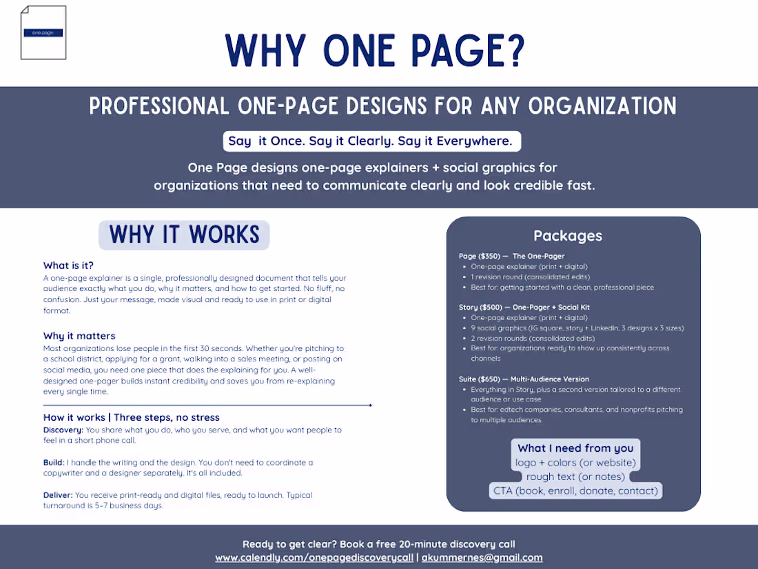 Cover image for A one-page explainer designed and