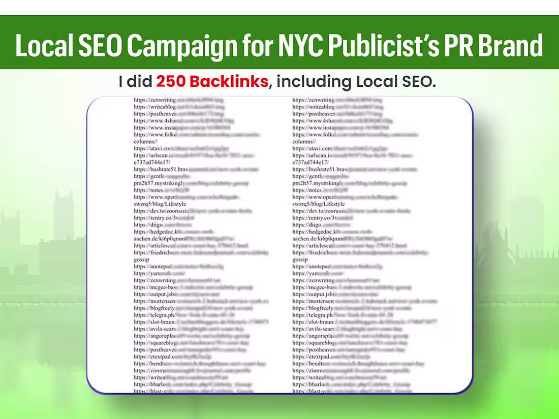 Cover image for Local SEO Campaign for Prominent NYC Publicist Price range $...