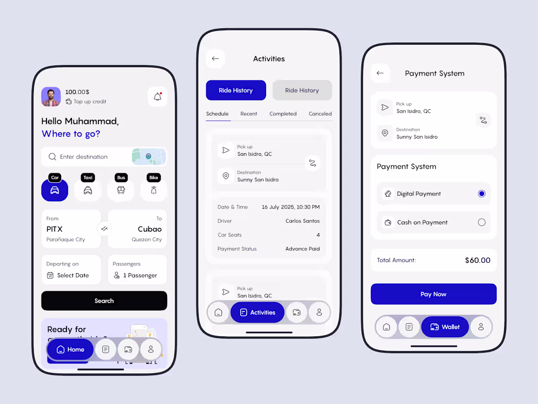 Cover image for Ride-Sharing App UI Design