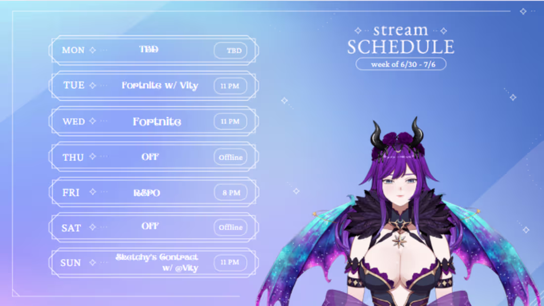 Cover image for VTuber Schedule Promo Graphic – Cross-Platform Engagement Design