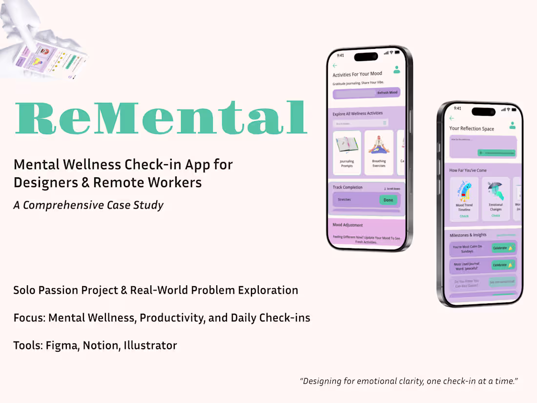 Cover image for ReMental App. Mental Wellness mobile app