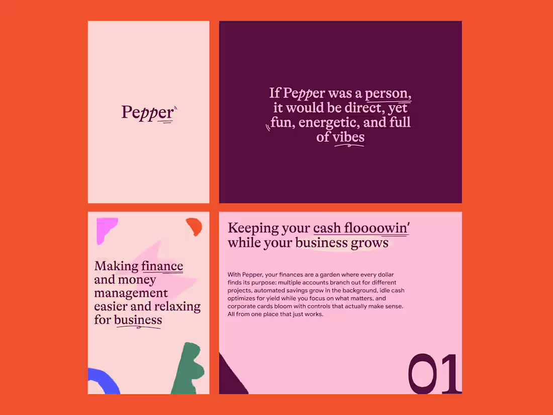 Cover image for Some early brand snippet for Pepper - a B2B Fintech SaaS pla...