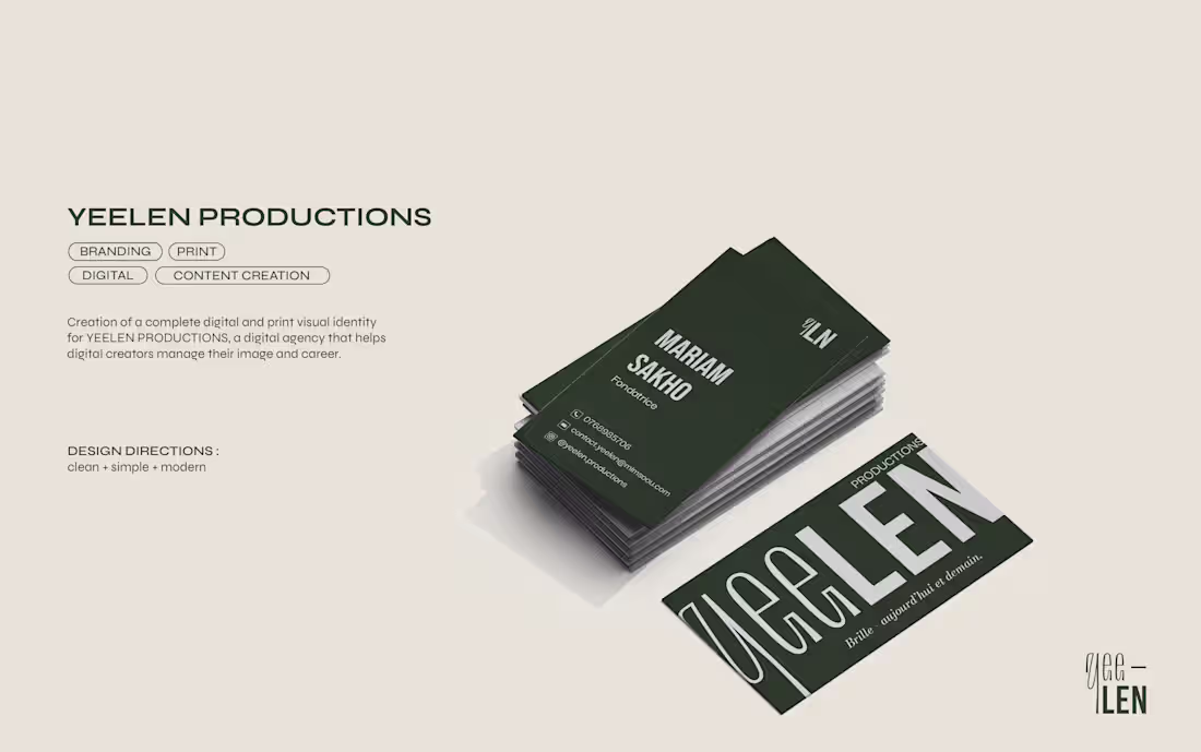Cover image for YEELEN PRODUCTIONS, a content creator agency - brand identity