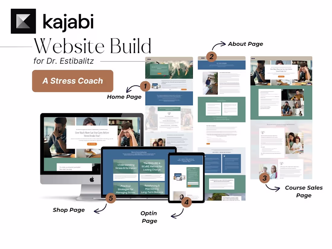 Cover image for Kajabi Website + Sales Page for Stress Coach