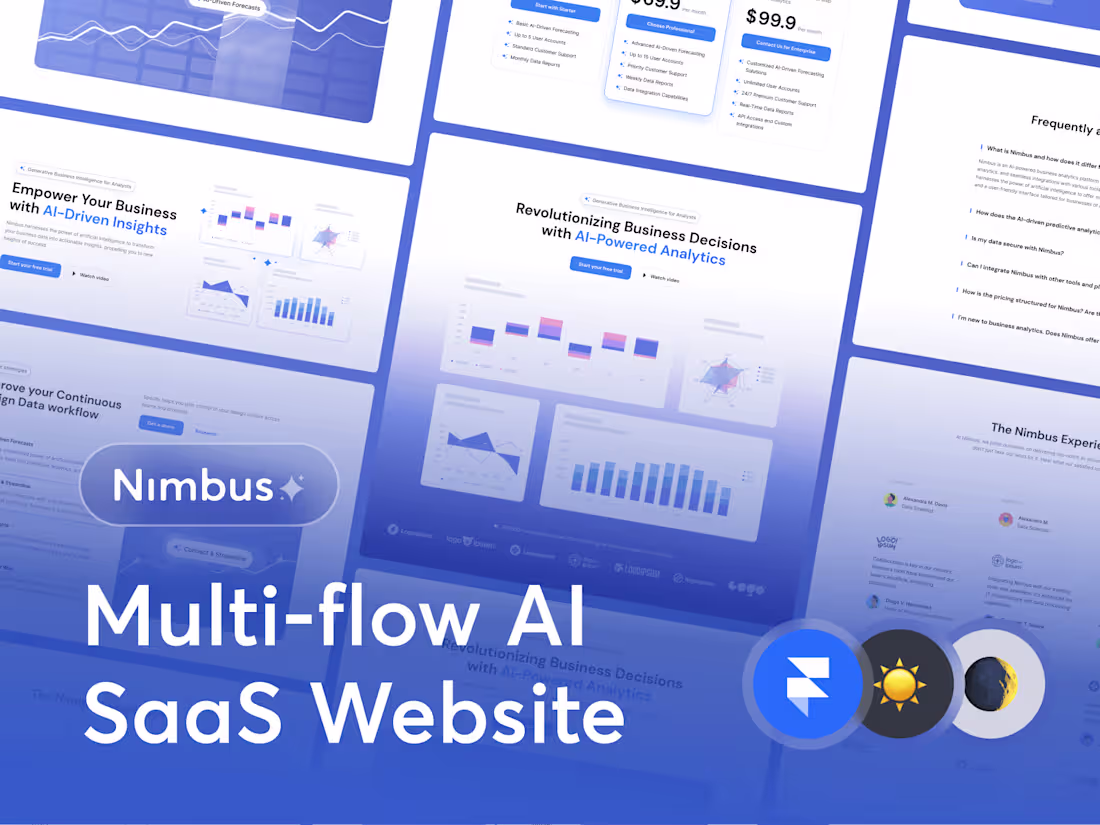 Cover image for Nimbus Framer - Multi-Layout AI-Powerd SaaS Framer Template