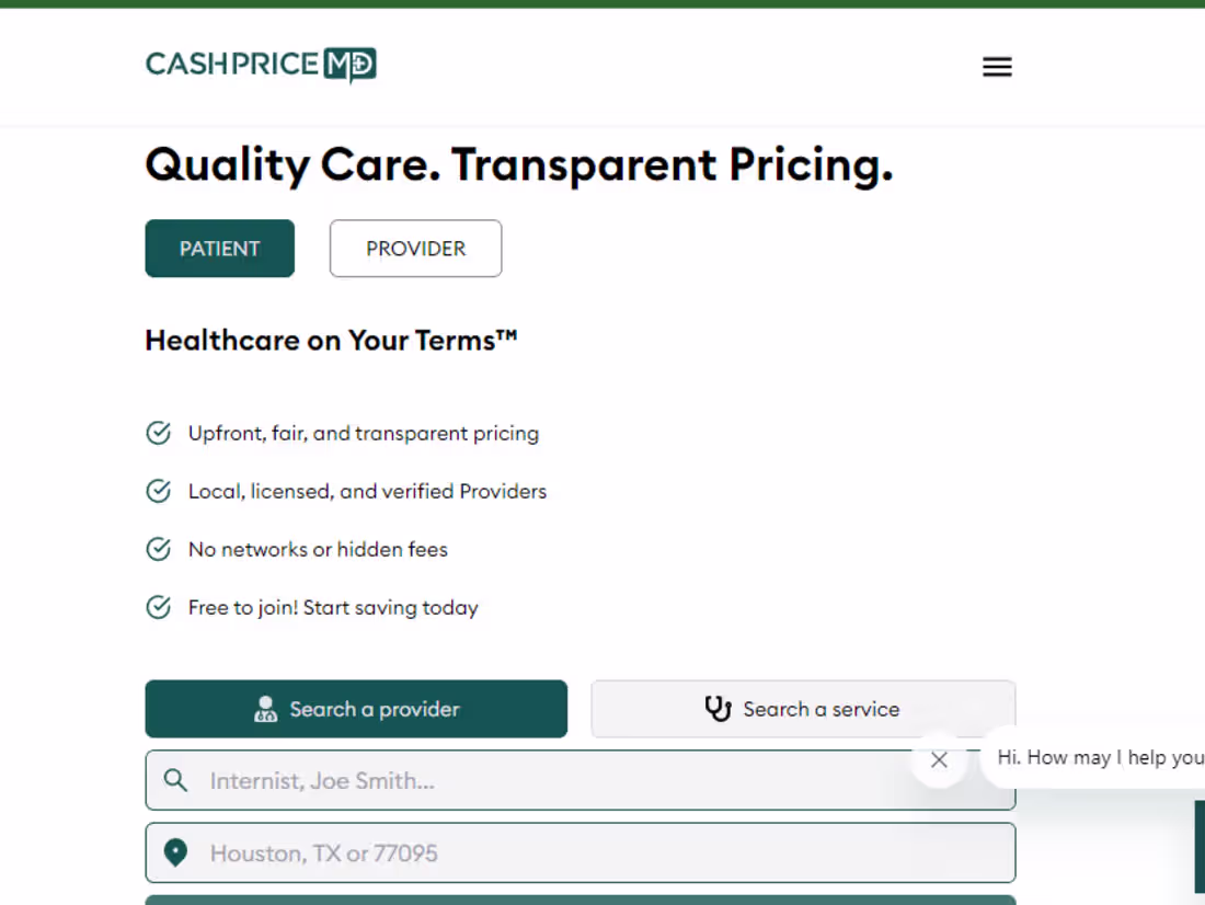 Cover image for CashPriceMD | Healthcare Services on Your Terms™