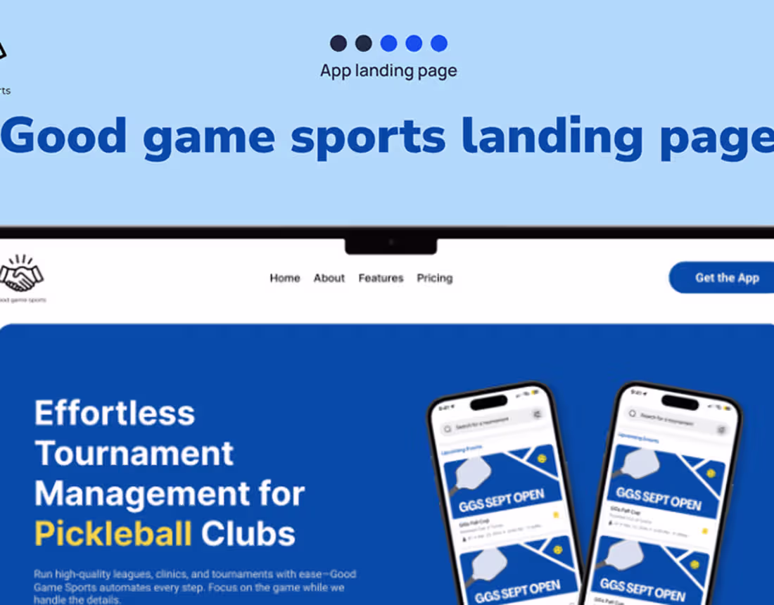 Cover image for pickle ball app landing pge
