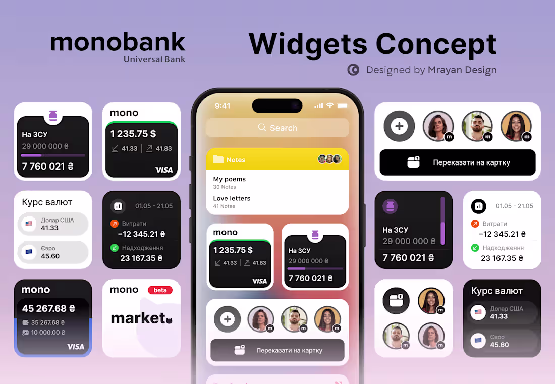 Cover image for Monobank Widgets Design Concept | Banking iOS Widget