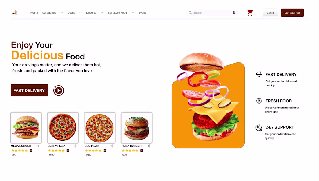 Cover image for 🍔 Fast Food Website UI/UX Design Designed a modern and enga...