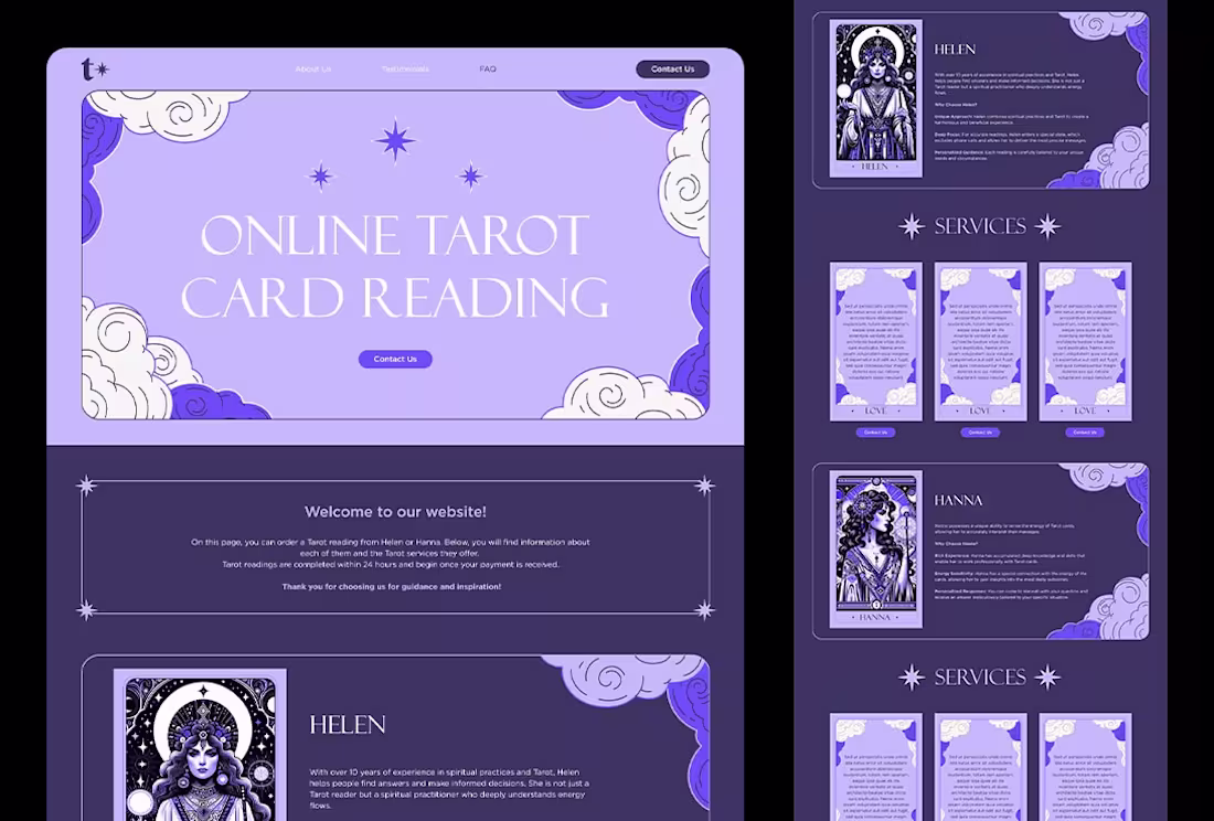 Cover image for Mystical Tarot Landing Page Design in Figma