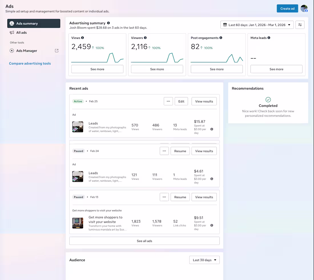 Cover image for Launched and managed Meta Ads