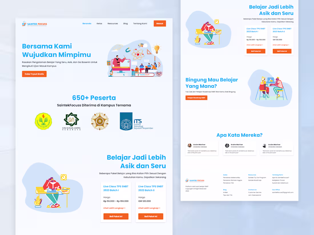 Cover image for UI/UX Design for SaintekFocuss Web Application