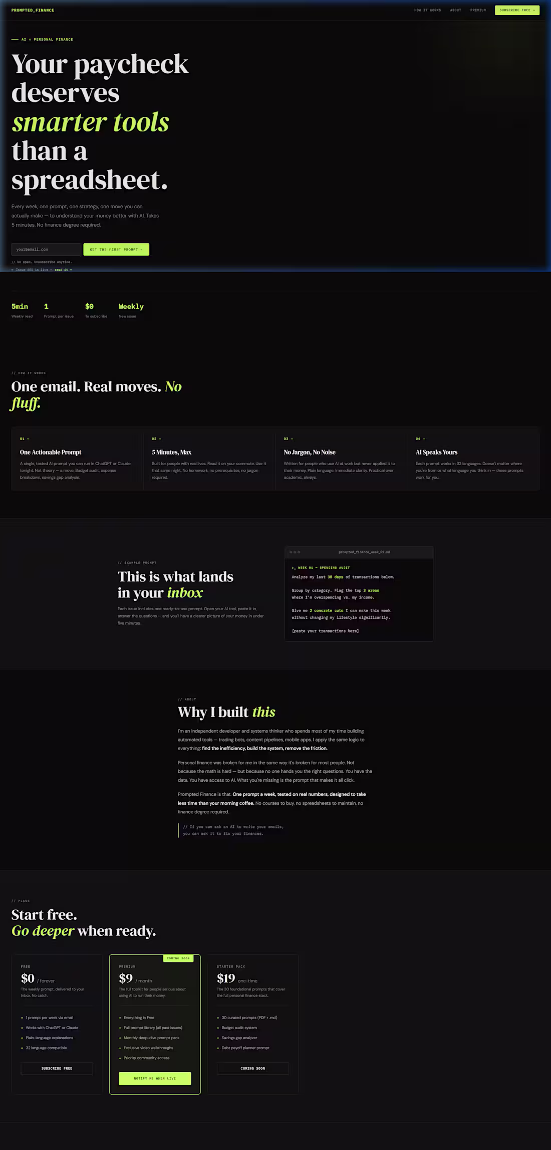 Cover image for Prompted Finance — AI Personal