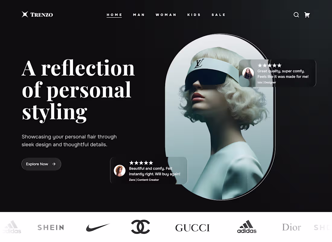 Cover image for Trenzo – Fashion Website Design Concept A luxurious and mini...
